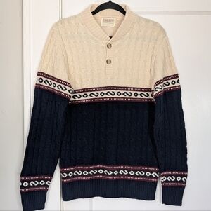 Vintage Lord Jeff USA Made Cable Knit Henley Sweater (M)